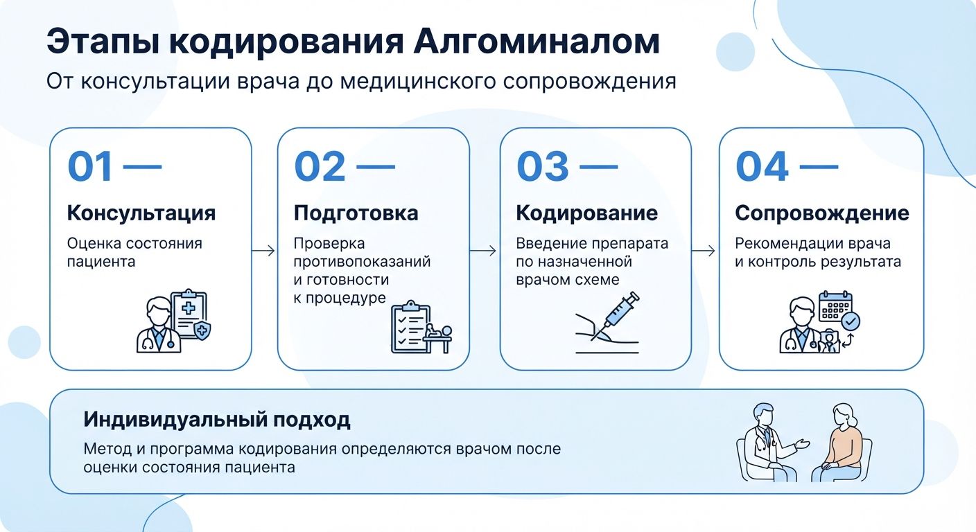 Кодирование препаратом «Алгоминал» в Щучье инфографика