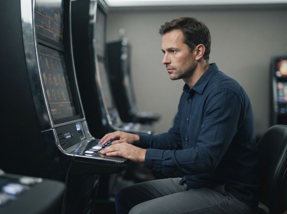 Лечение игромании Мужчина играет на игровом автомате